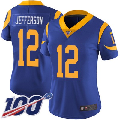 Nike Los Angeles Rams #12 Van Jefferson Royal Blue Alternate Women's Stitched NFL 100th Season Vapor Untouchable Limited Jersey